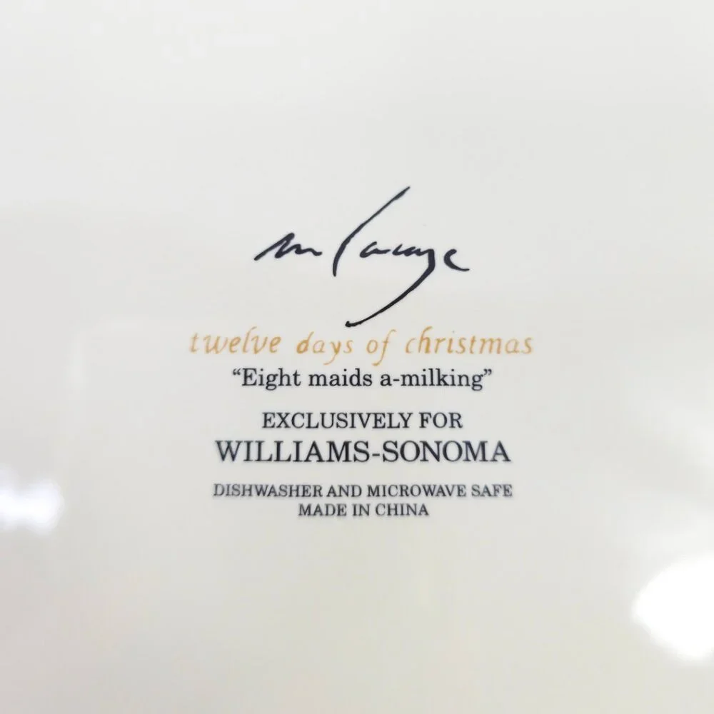 Williams Sonoma 12 Day's of Christmas Salad Plate - Eight Maids A-Milking